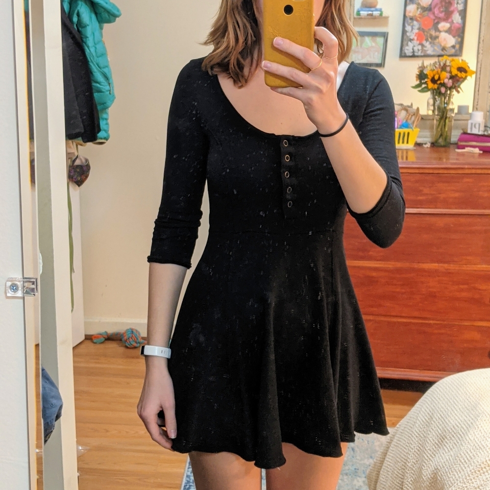 UO Black Knit Skater Dress